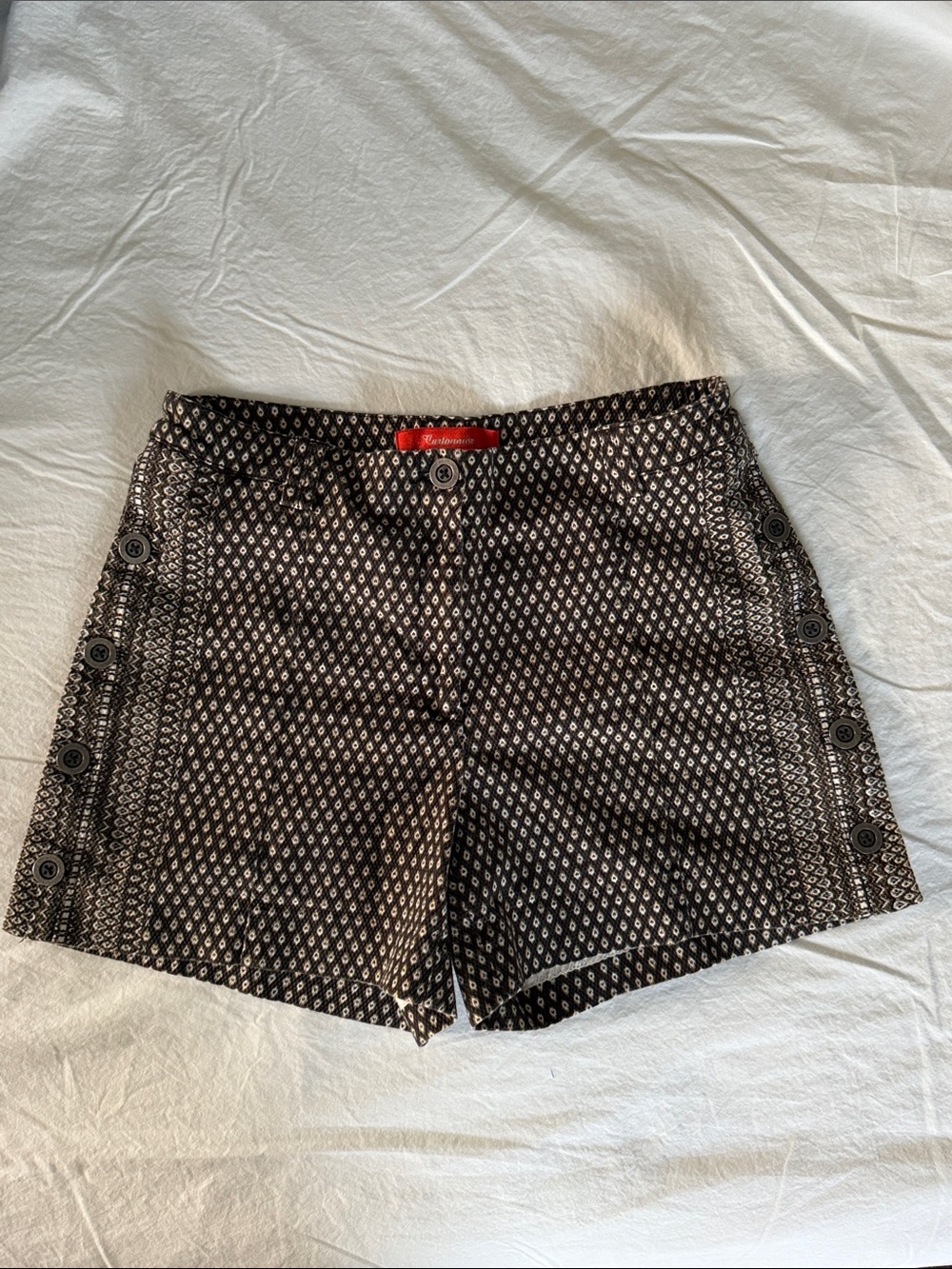 Anthropologie Cartonnier Black and White Geometric Button side Shorts